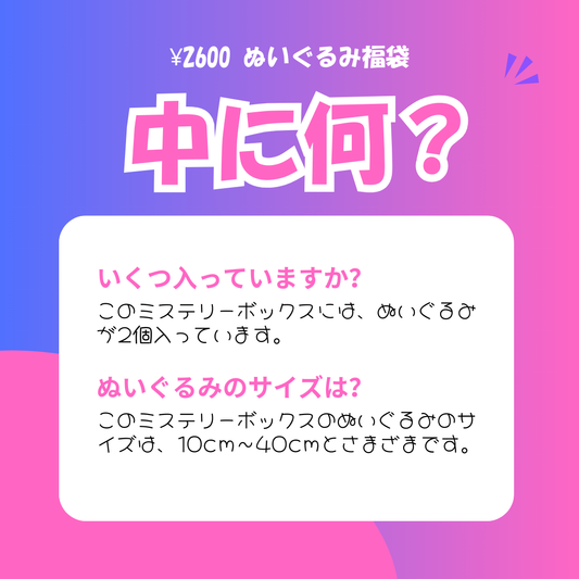 2600円 ぬいぐるみ福袋 2個入り