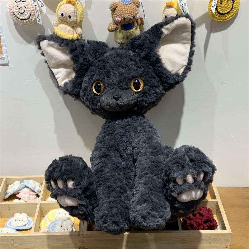 かわいい黒いデボンレックス猫 ぬいぐるみ