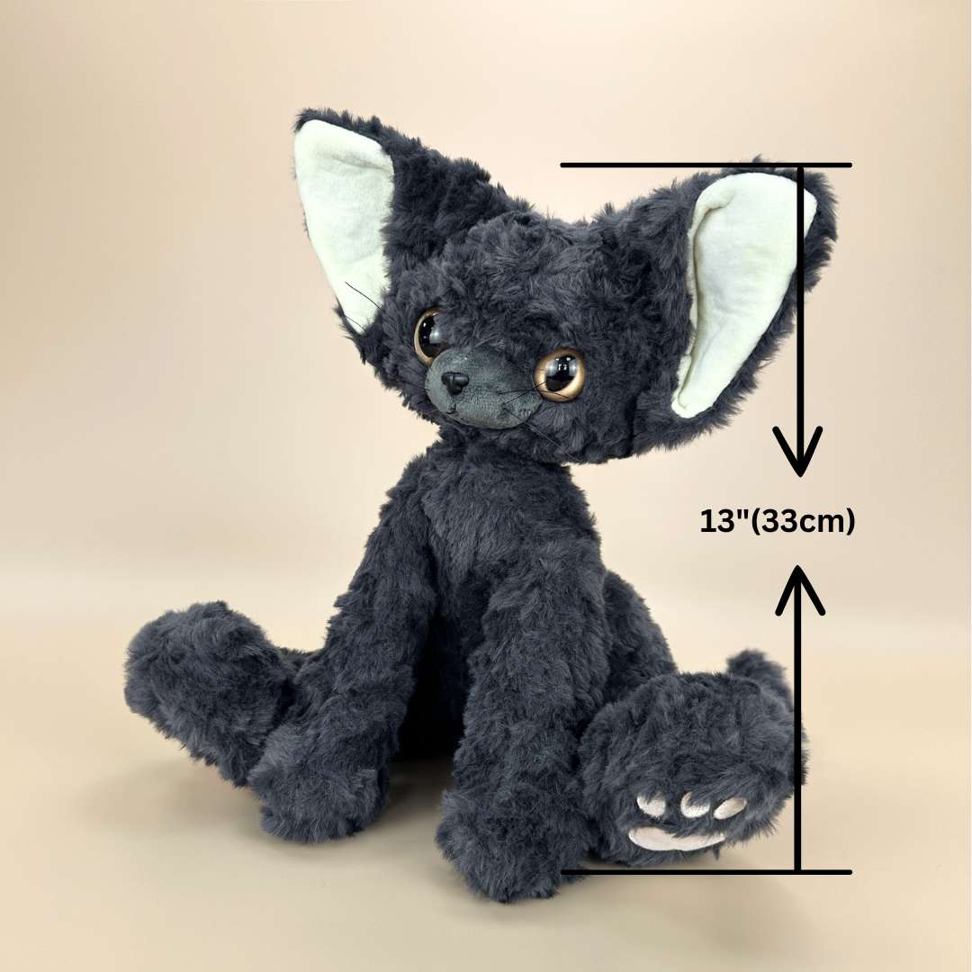 かわいい黒いデボンレックス猫 ぬいぐるみ