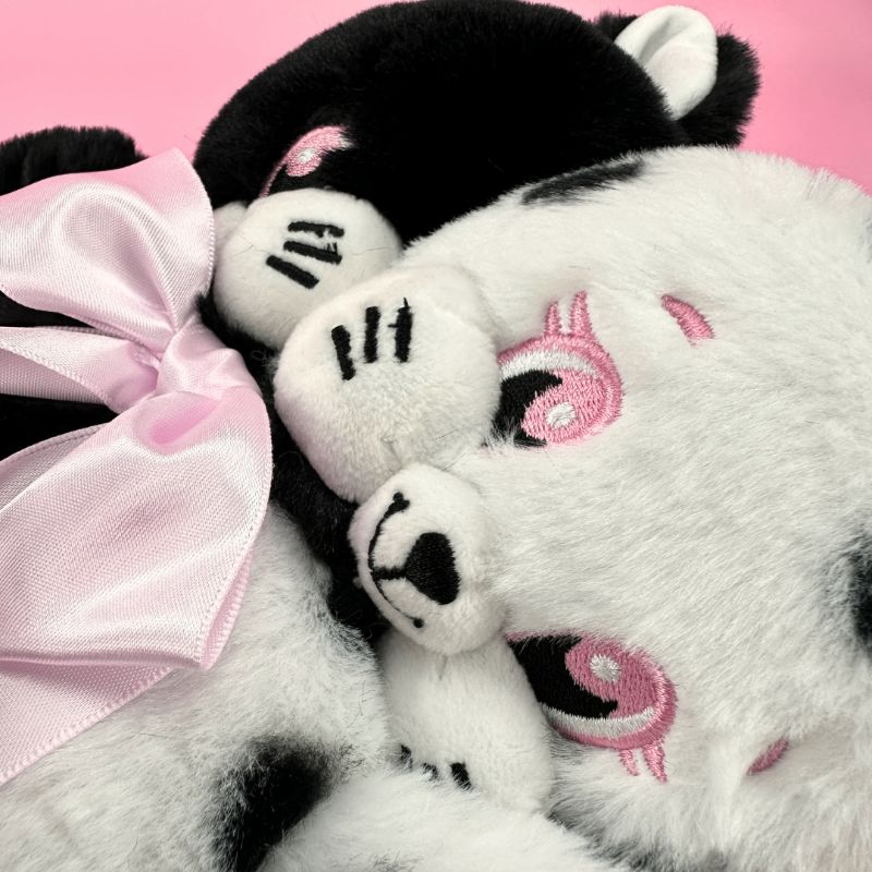 ゴスブラックアンドホワイトツーヘッドぬいぐるみキャット