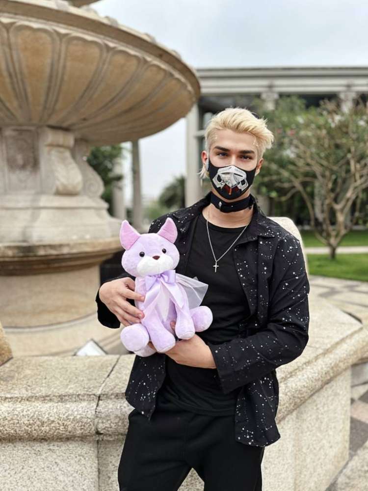 かわいいゴシック紫色のキツネぬいぐるみ