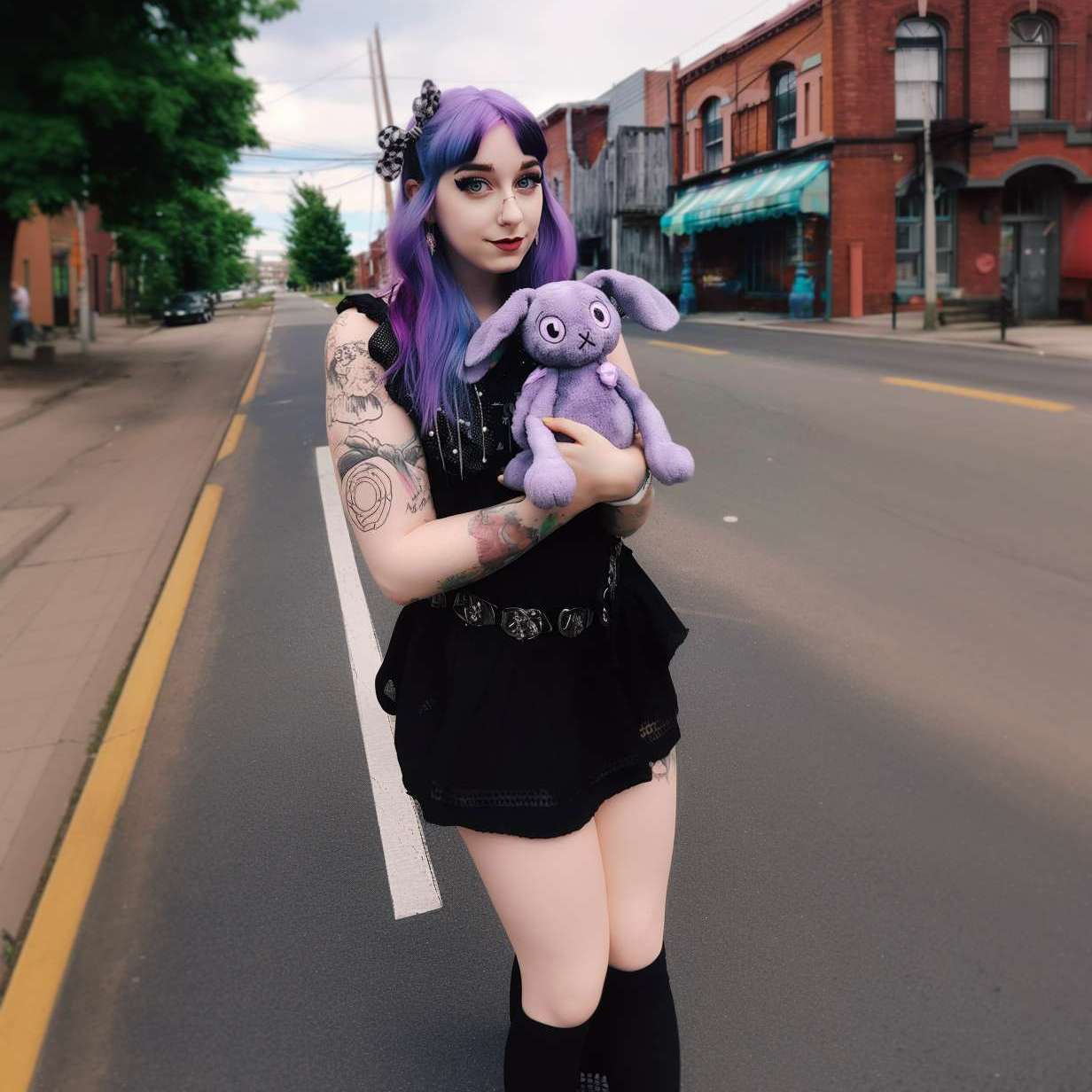 紫色ゴス風ぬいぐるみバニー
