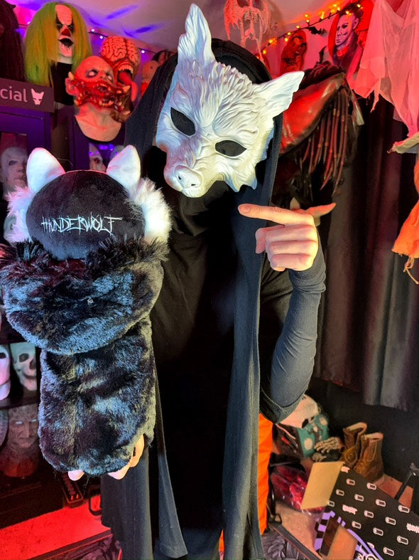 サンダーウルフ ぬいぐるみ ゴス ブラック回転する頭のウルフ