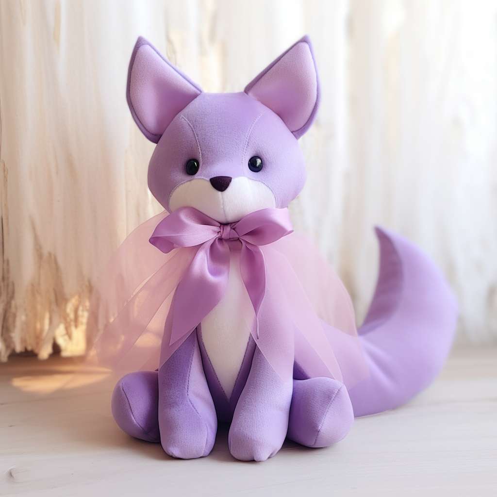 かわいいゴシック紫色のキツネぬいぐるみ