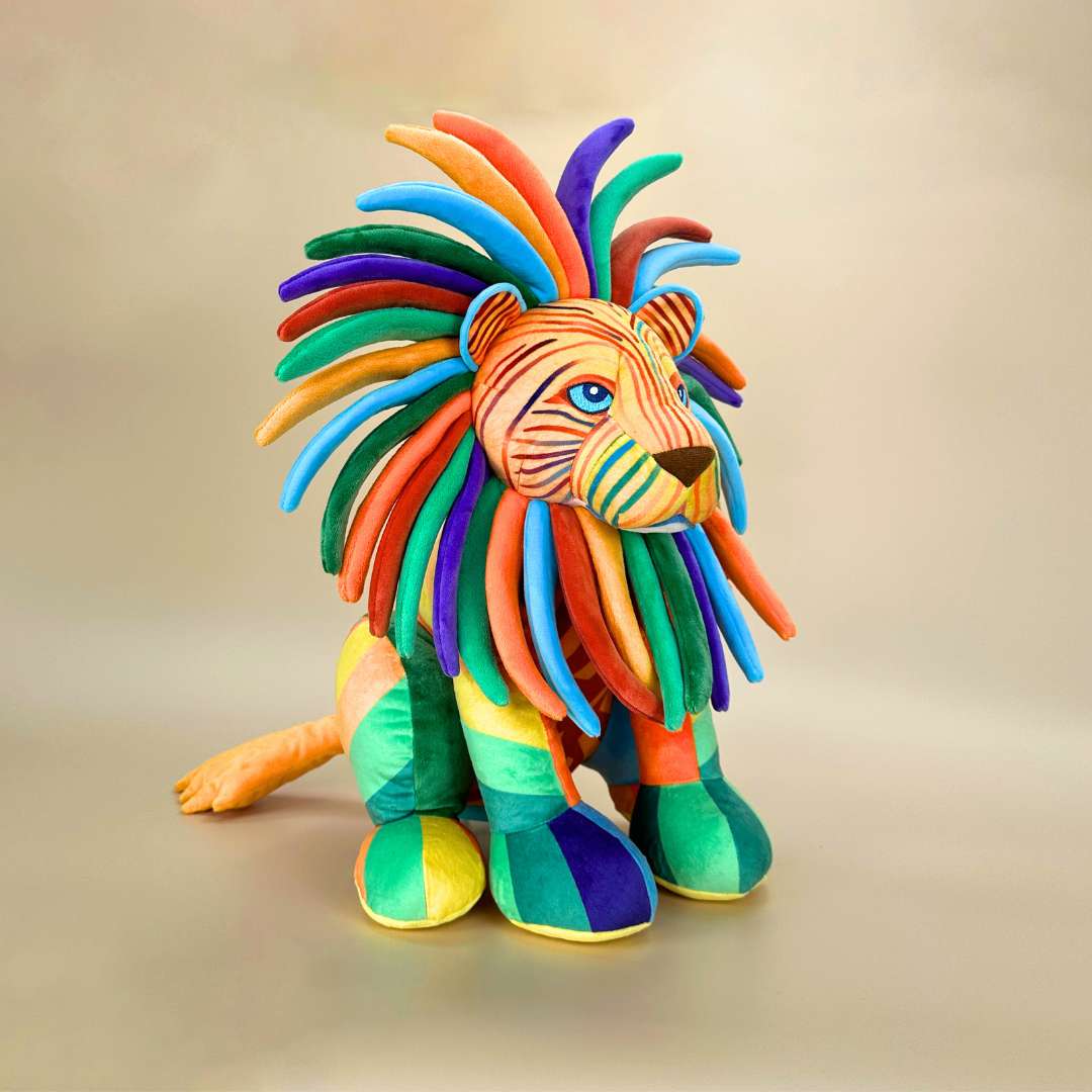 鮮やかなアートのアートドールライオンぬいぐるみ