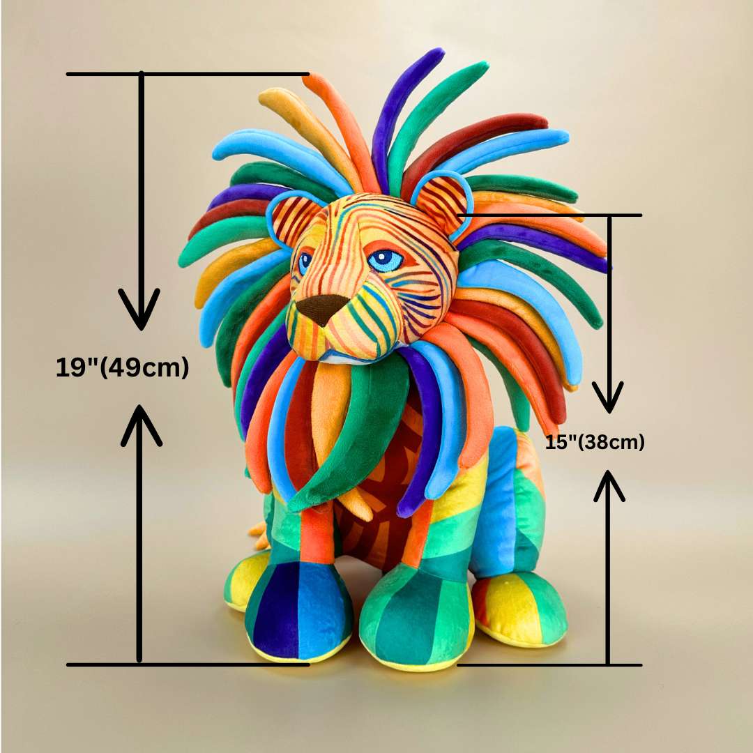 鮮やかなアートのアートドールライオンぬいぐるみ