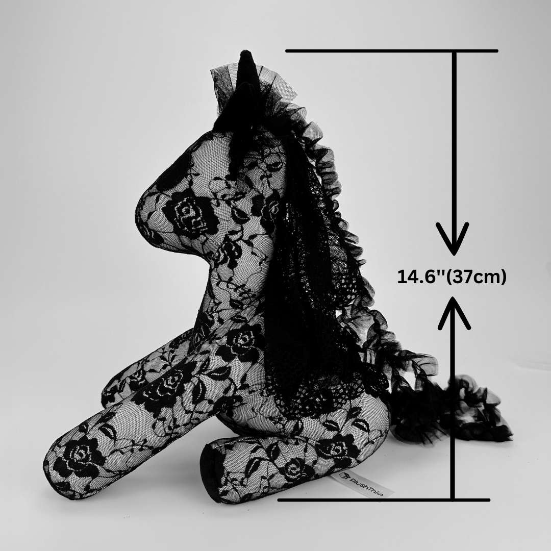 ゴスブラックレースユニコーンぬいぐるみ