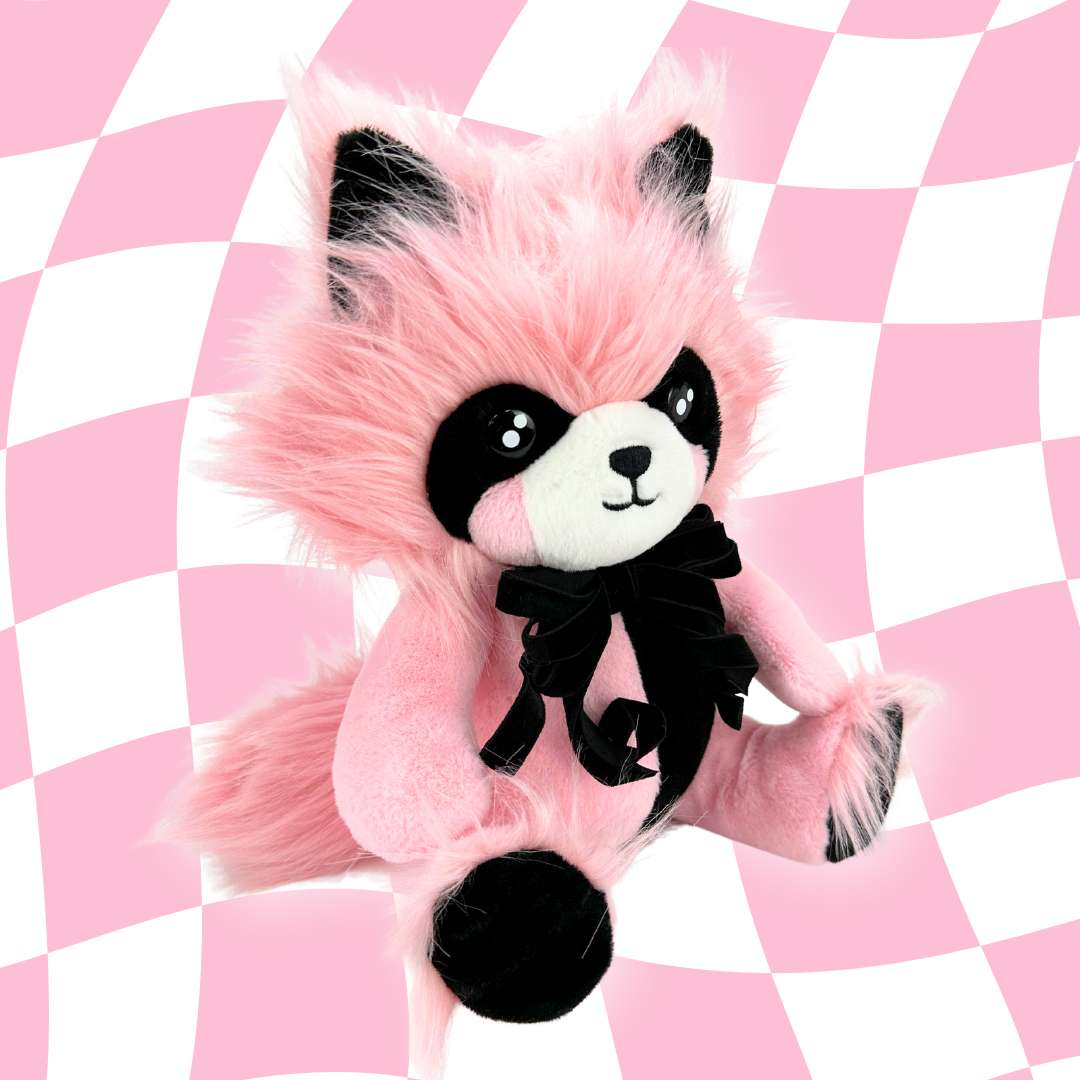 ゴス可愛いピンクのアライグマぬいぐるみ