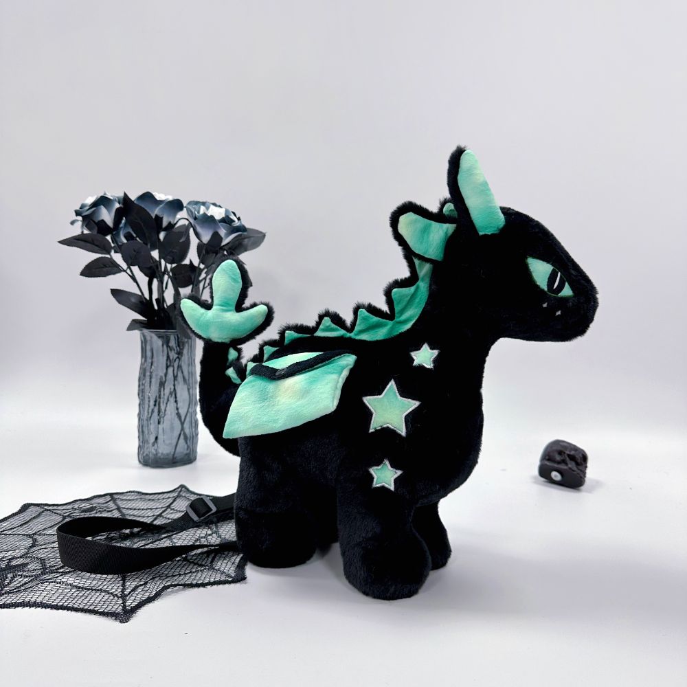 グリーンブルー ゴス 魔法ドラゴン ぬいぐるみ クロスボディバッグ