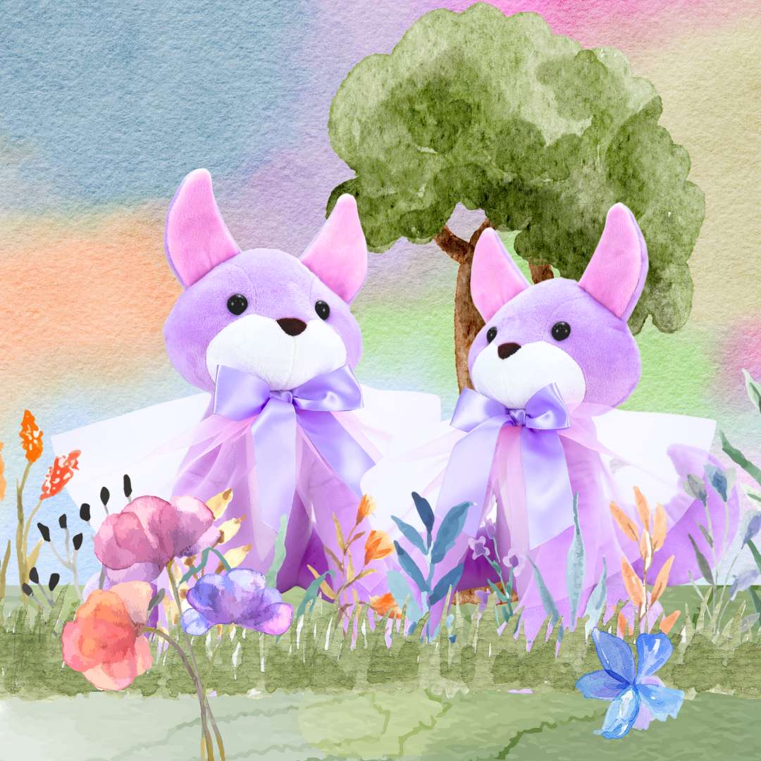 かわいいゴシック紫色のキツネぬいぐるみ