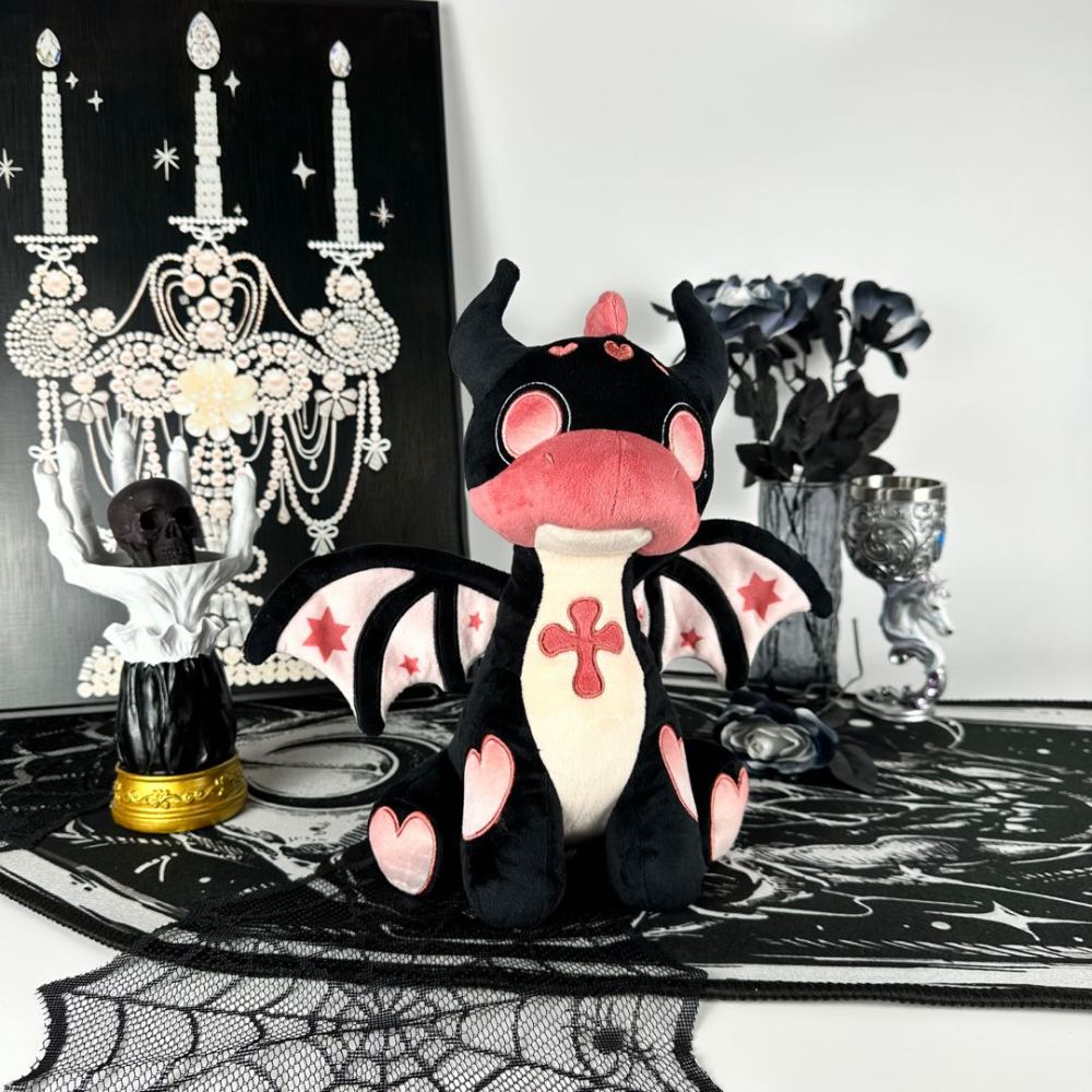 可愛いゴス火のドラゴンぬいぐるみ ダスティローズ