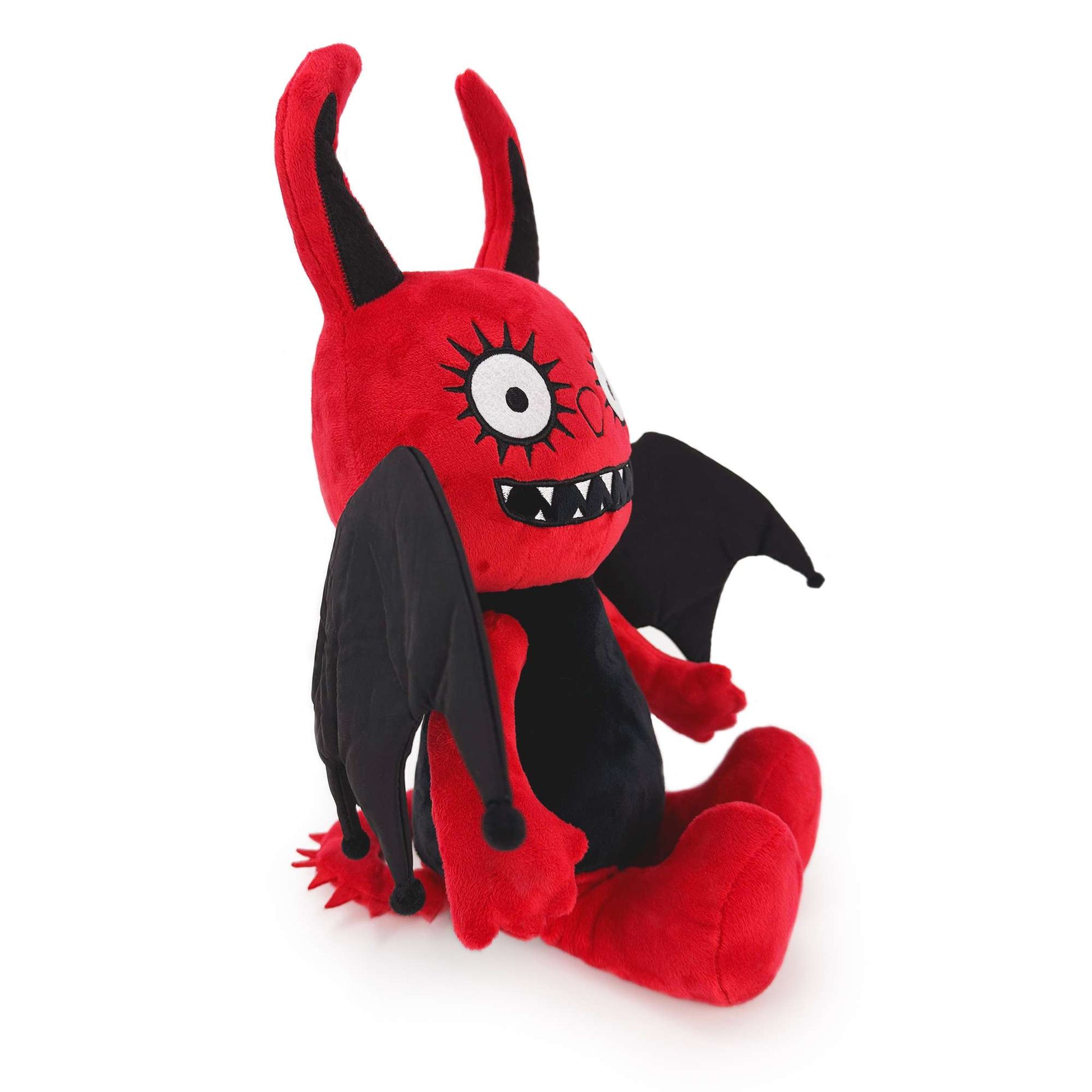 ゴス風の赤と黒のドラゴンぬいぐるみ