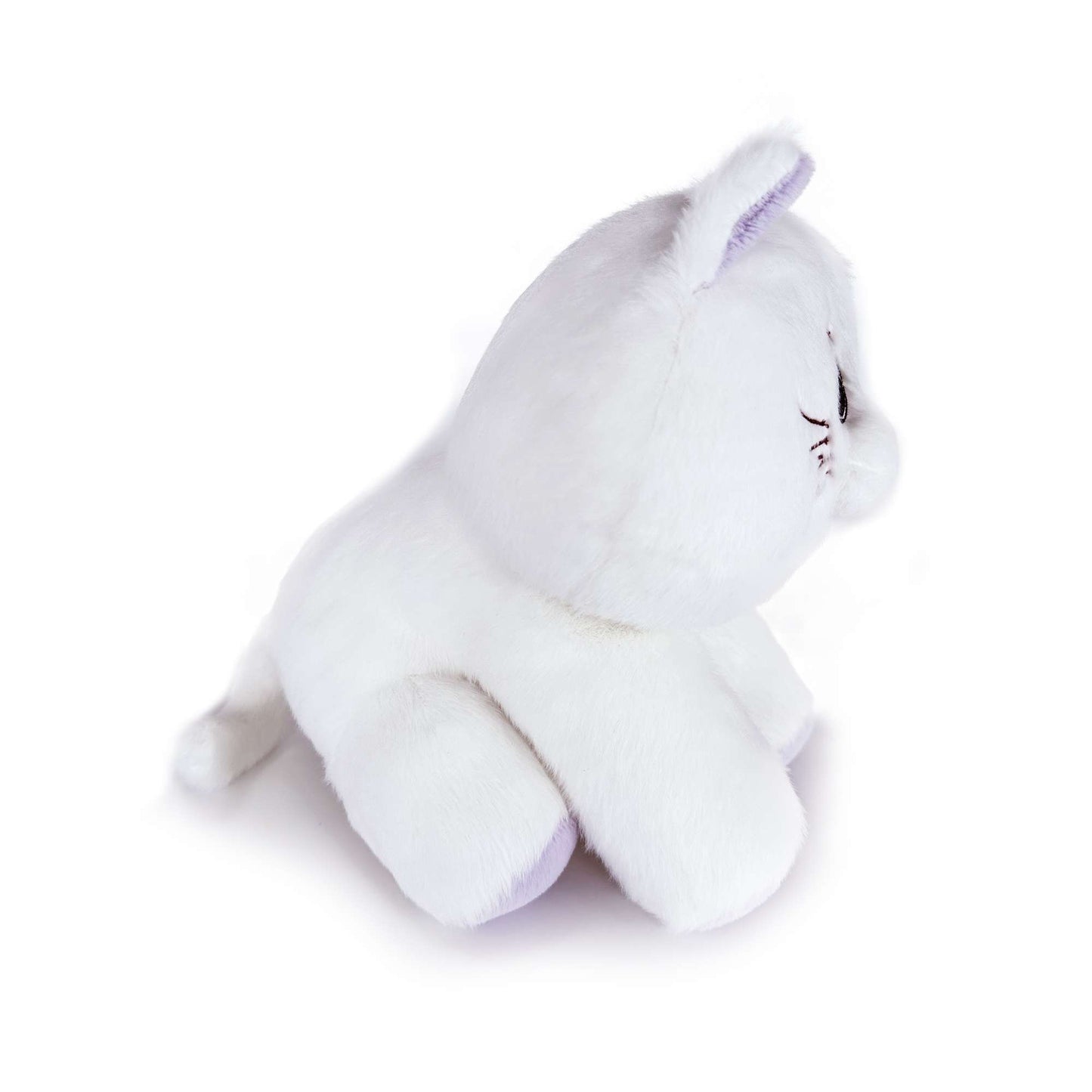 かわいい好奇心旺盛な白い猫のぬいぐるみ