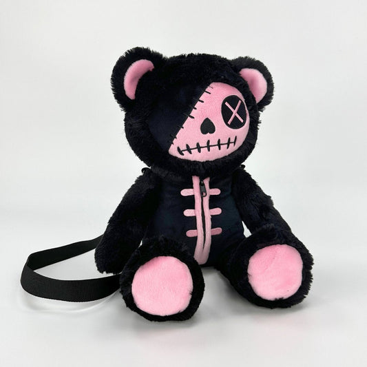 かわいいゴス風ブラックピンクテディベアバックパック
