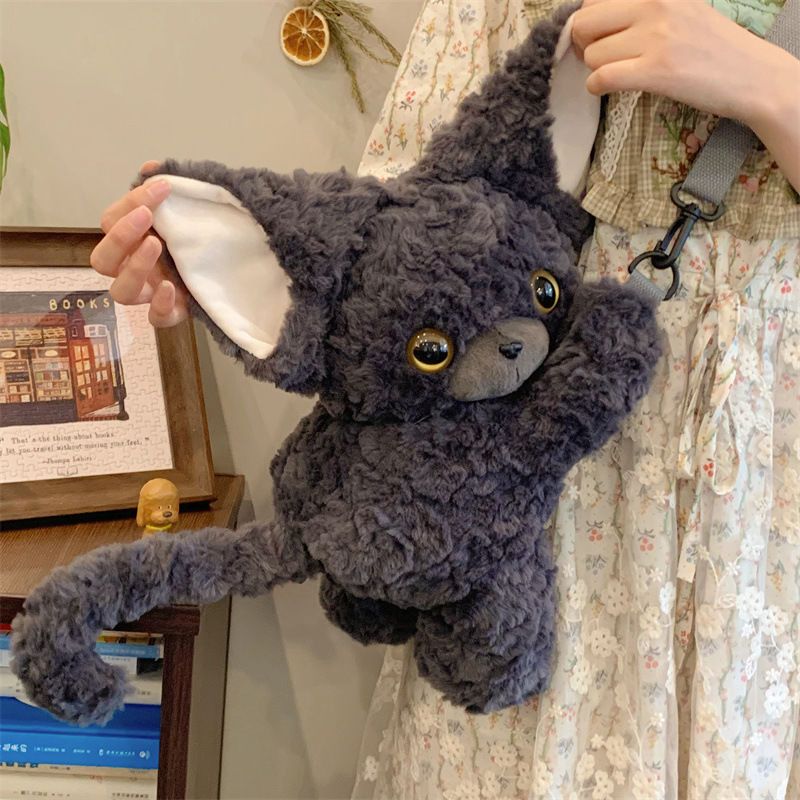 かわいい黒いデボンレックス猫 ぬいぐるみ