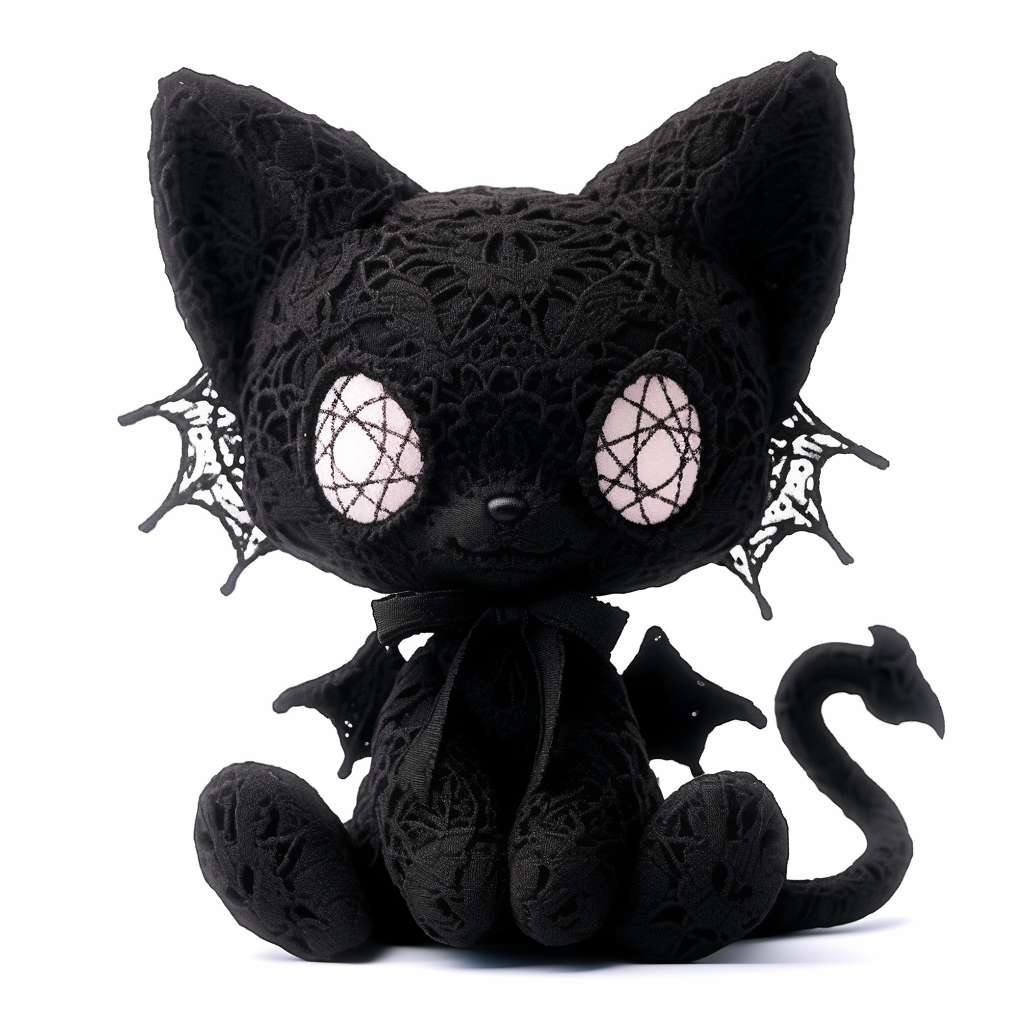 ぬいぐるみ 黒猫 ヴァンパイア ゴス