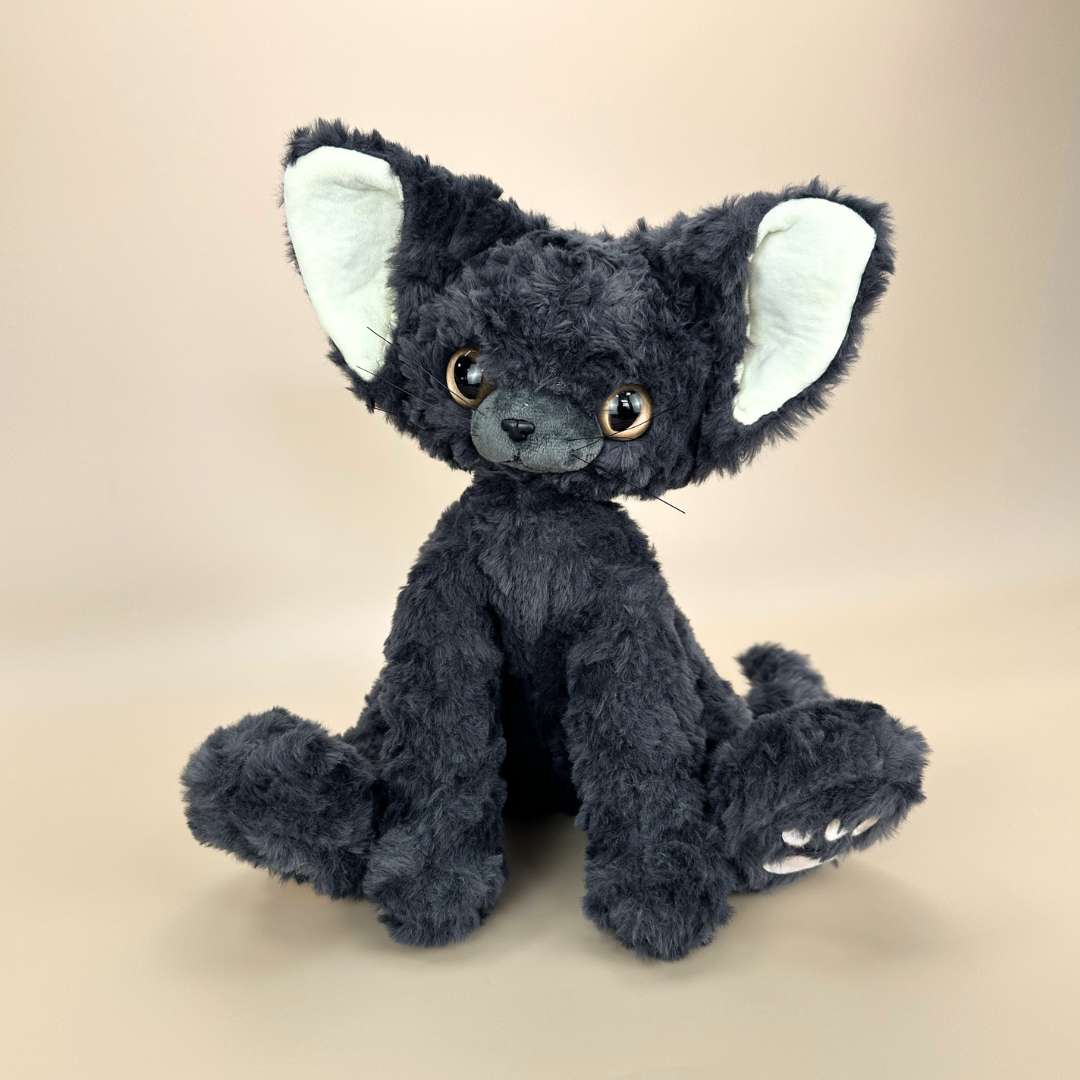 かわいい黒いデボンレックス猫 ぬいぐるみ