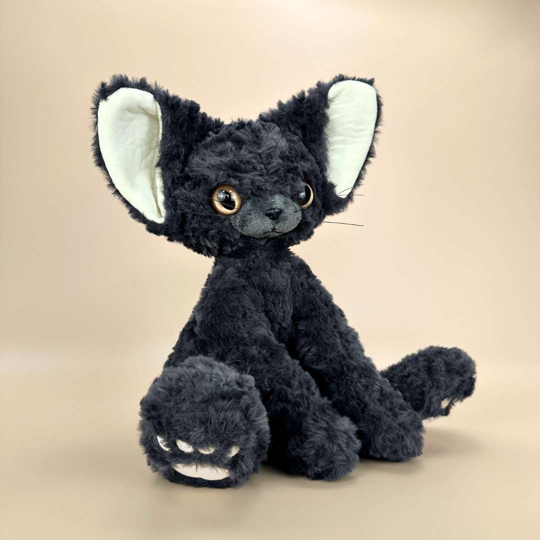 かわいい黒いデボンレックス猫 ぬいぐるみ