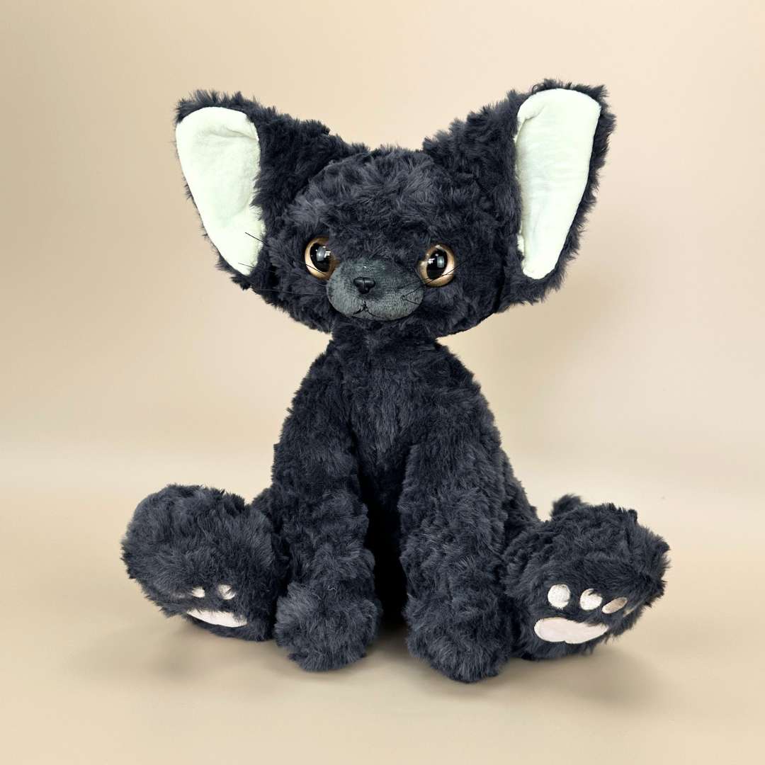 かわいい黒いデボンレックス猫 ぬいぐるみ