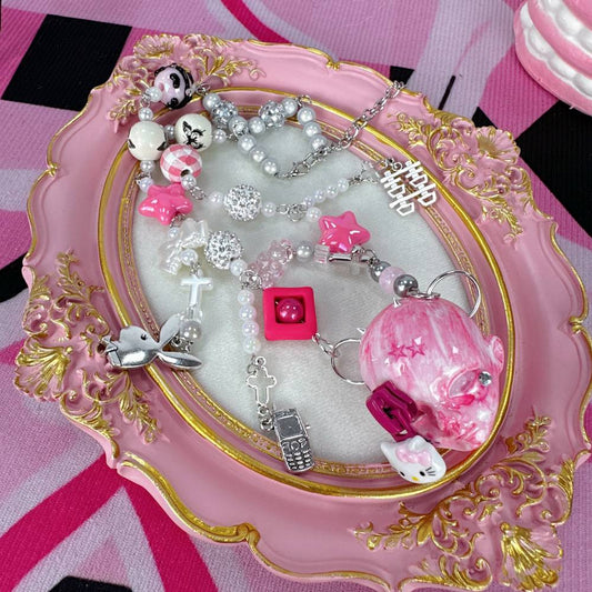 Y2Kドール×キュートの融合 ピンク チョーカー