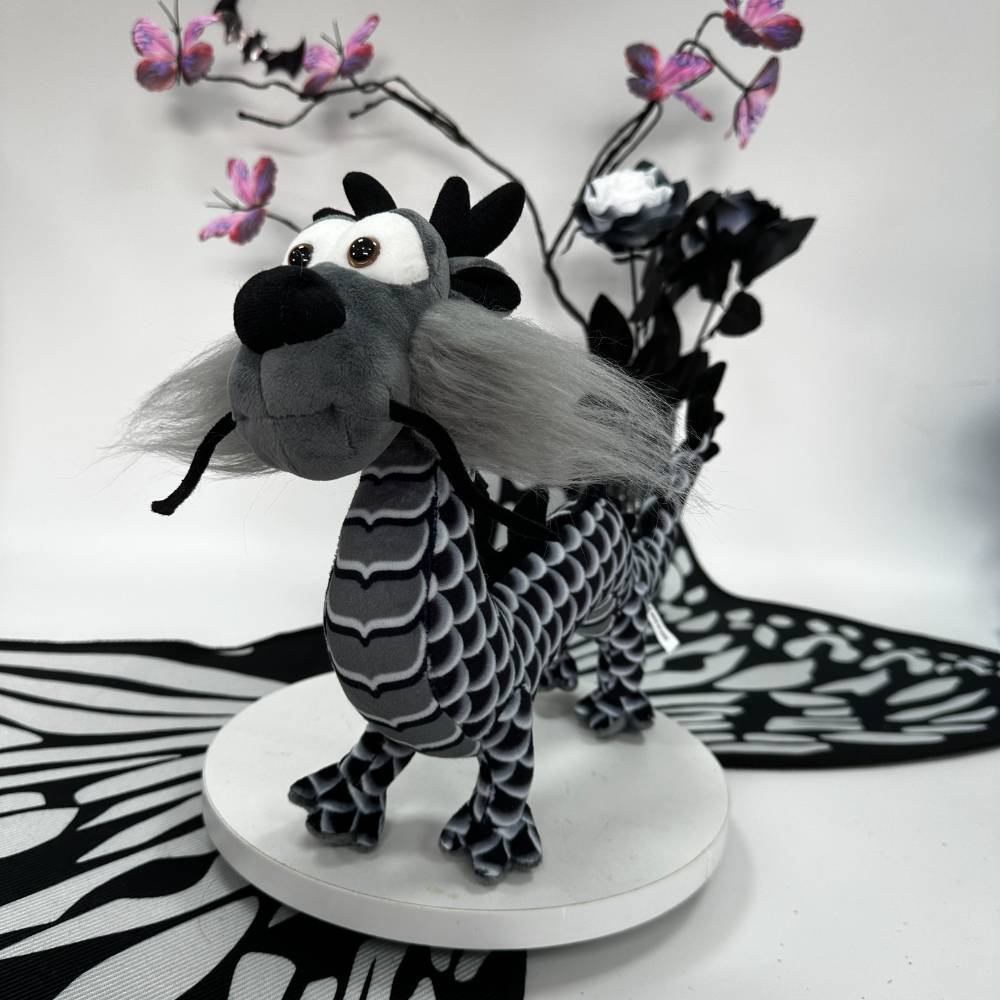 キュートな黒い中国龍のぬいぐるみ