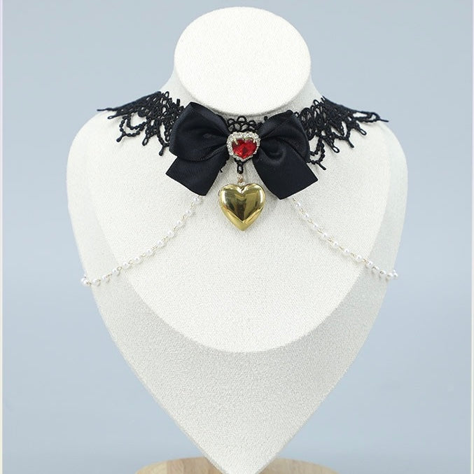 ロケット 黒 レース ハートチョーカー