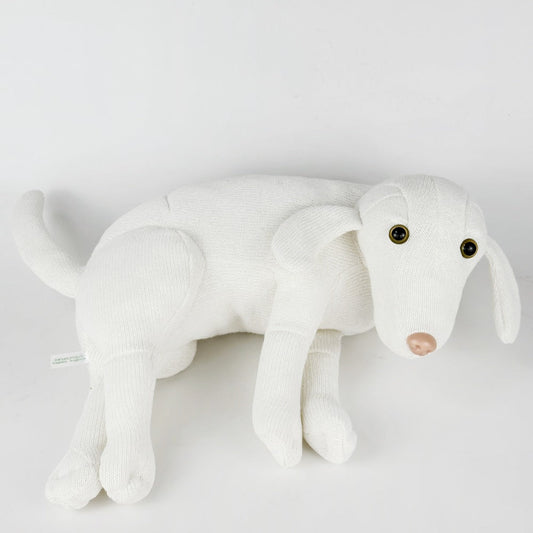 【純粋無垢な可愛さ】手編み風 ニットのわんちゃんぬいぐるみ