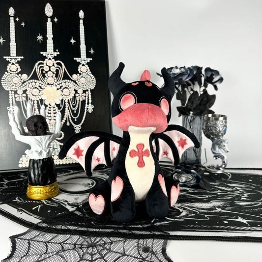 可愛いゴス火のドラゴンぬいぐるみ ダスティローズ
