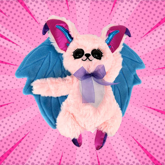 かわいいピンクのふわふわコウモリぬいぐるみ